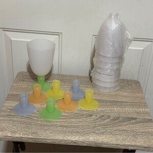 TUPPERWARE IMPRESSIONS PASTEL PARFAIT TUMBLERS 4094B-1 SET OF 8 GOBLETS *NEW*